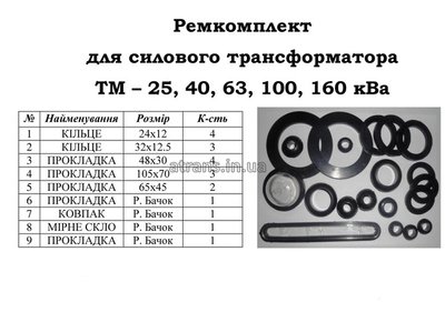 Ремкомплект на трансформатор ТМ 100 кВа цена 1480 грн Киев 2227147 фото
